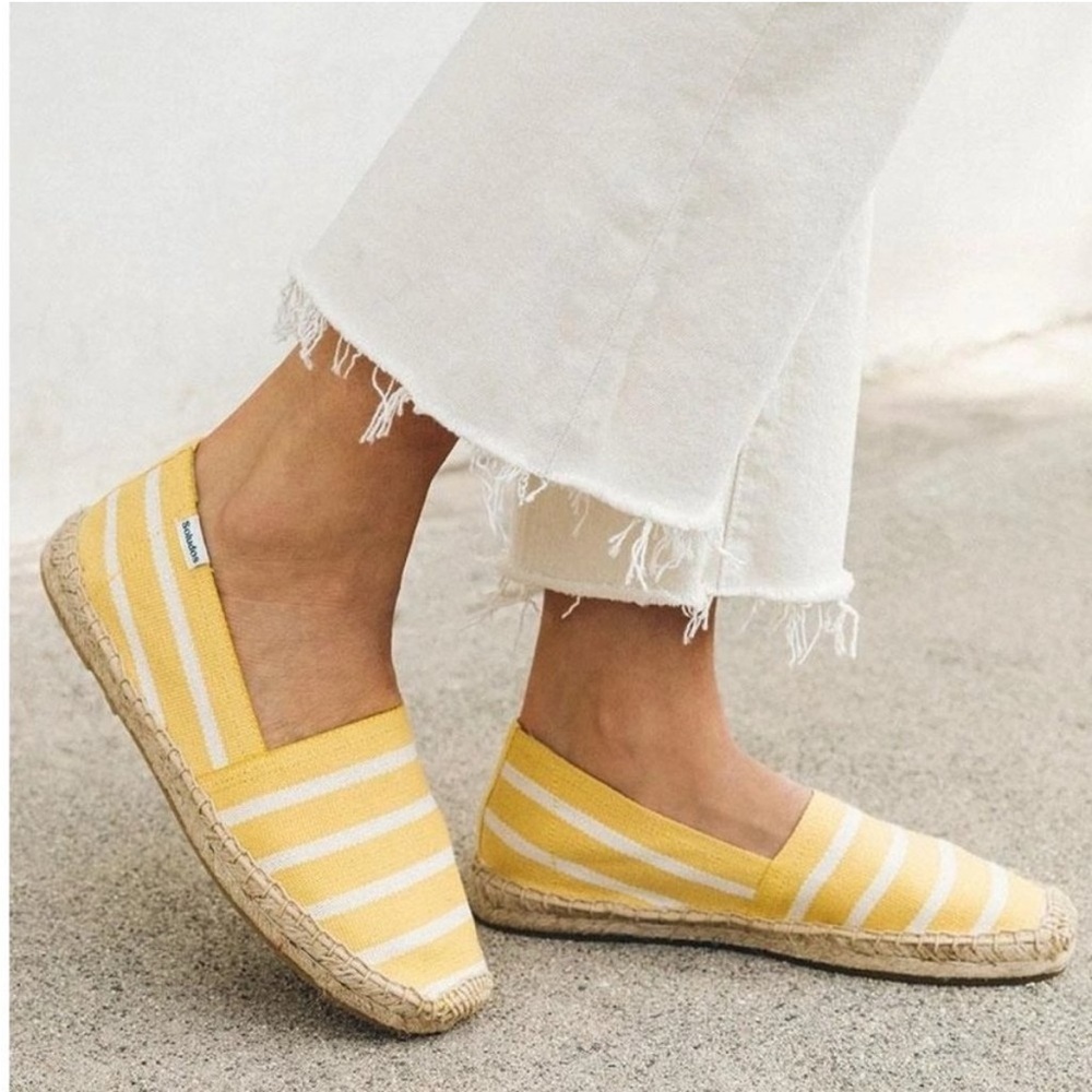 New Soludos Dali Striped Espadrilles in Yellow Size 7.5
